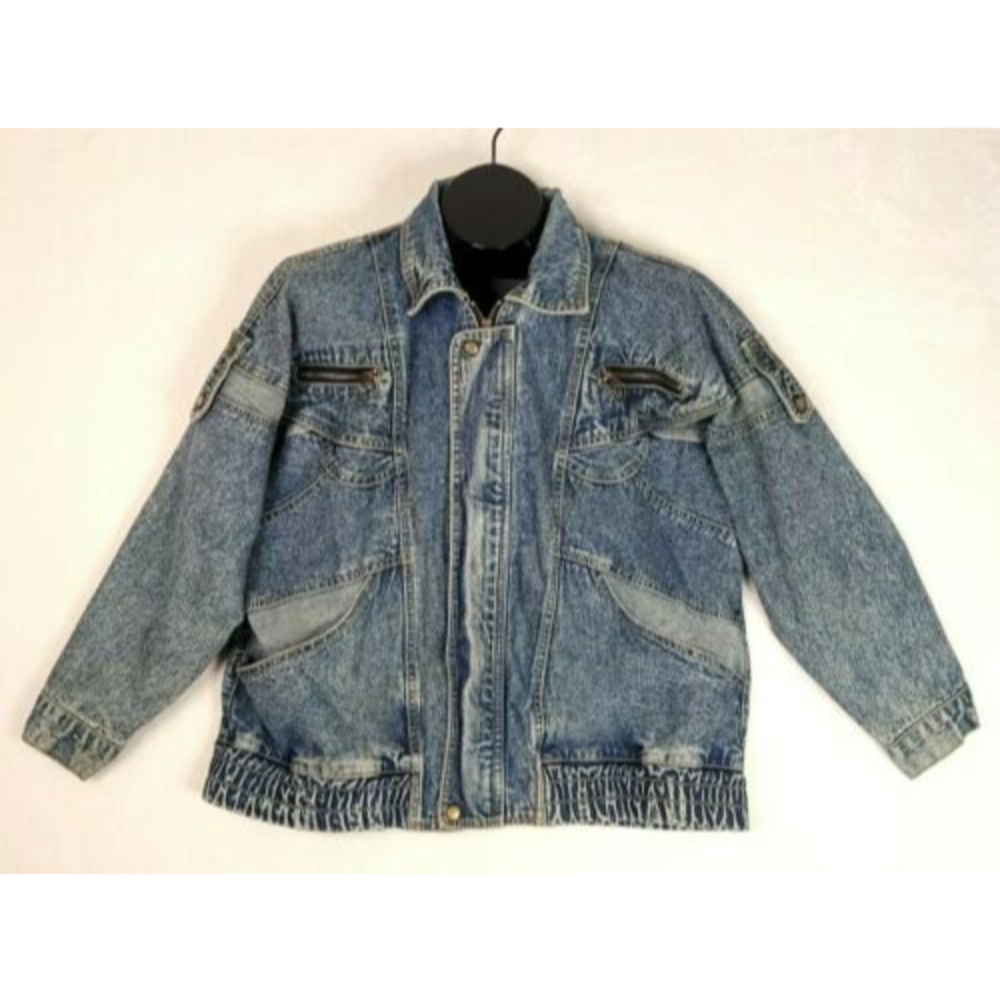 Vintage 80s 90s Y2K Mom Stonewash Jean Jacket Denim Large